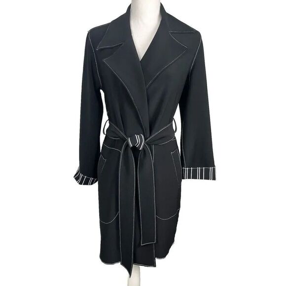 CHICO'S Travelers Contrast Trim Trench Coat Women’s Chico’s Size 0/4-6 - Picture 1 of 9